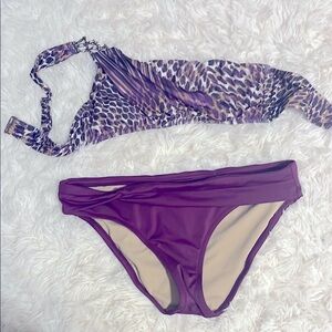 Becca top j crew bottoms Purple brown black white Patterned Bikini Set